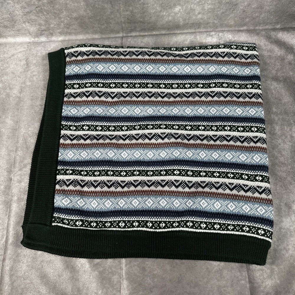 Gymboree Fair‎ Isle Boy's Green Blue Gray Sweater Blanket  30" x 30"